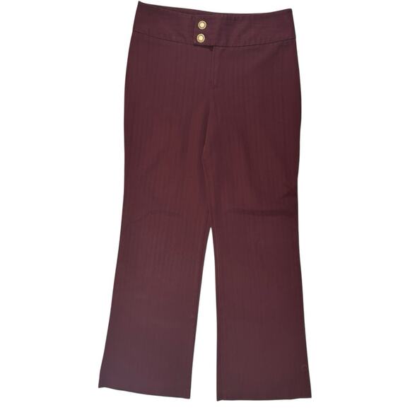 Vintage Pants - VTG A.Byer Women Sz 9 Wine Red Pinstripe Dress Pant Trouser Office Siren Career